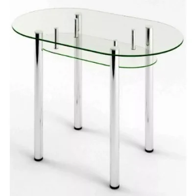 Glass dining table D-08-3 with tempered glass and chrome legs